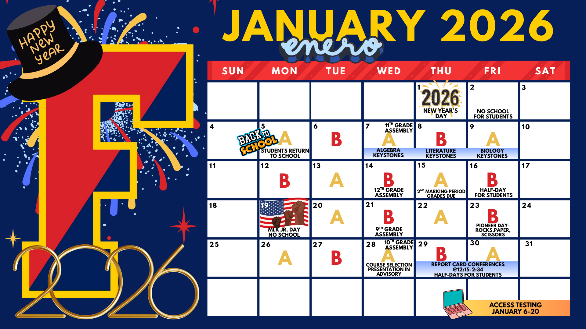 JANUARY 2026 CALENDAR