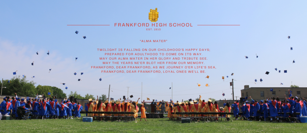 Graduation image with school alma mater